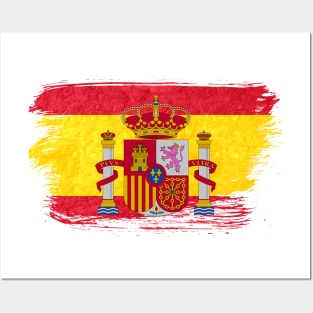 Spain flag - grunge brick stone Posters and Art